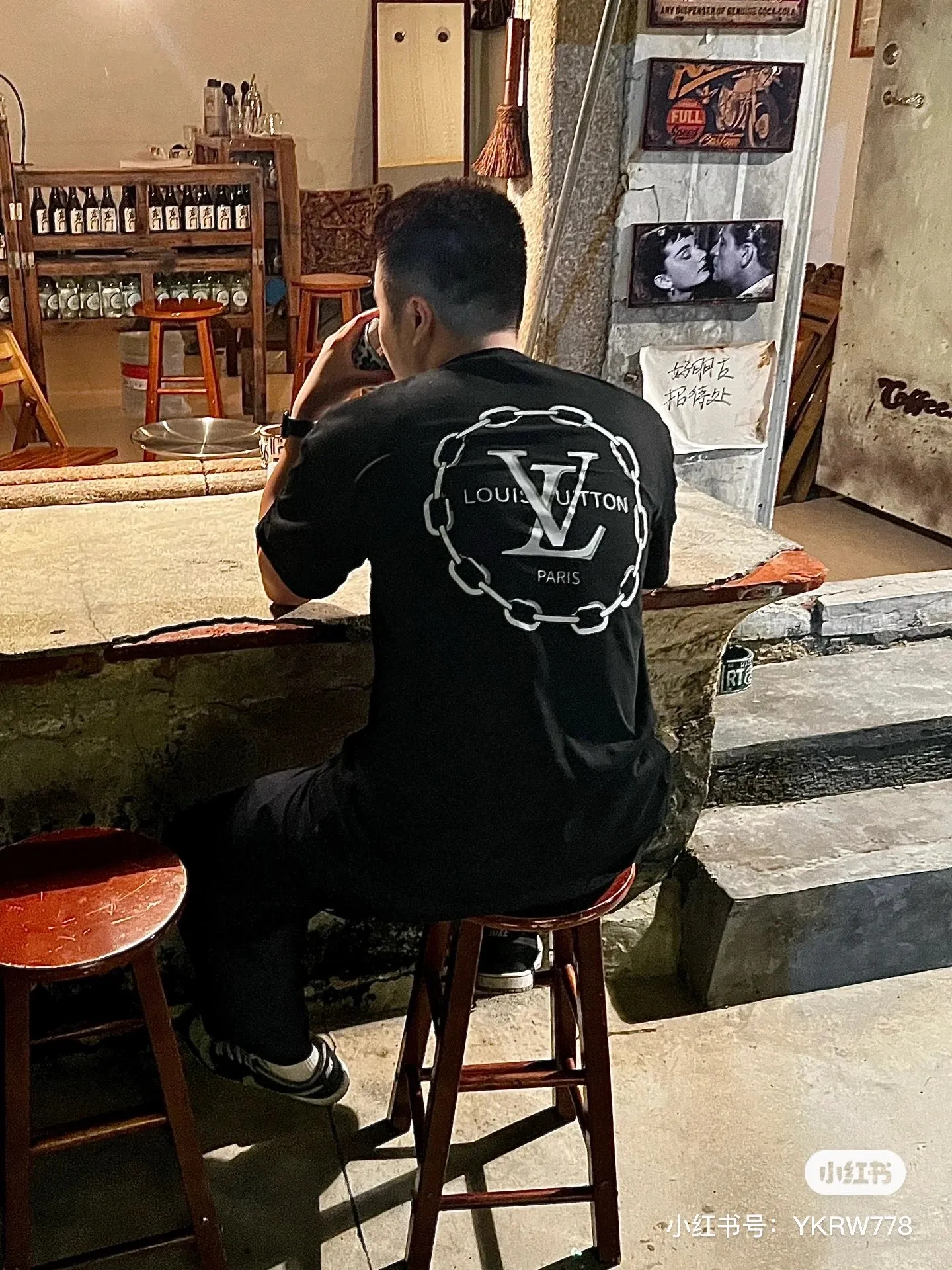 Louis Vuitton/Louis Vuitton 26ss chain letter logo printed short sleeves